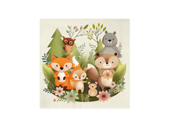 Șervețele aniversare Forest Friends - 33 cm - 10 buc.