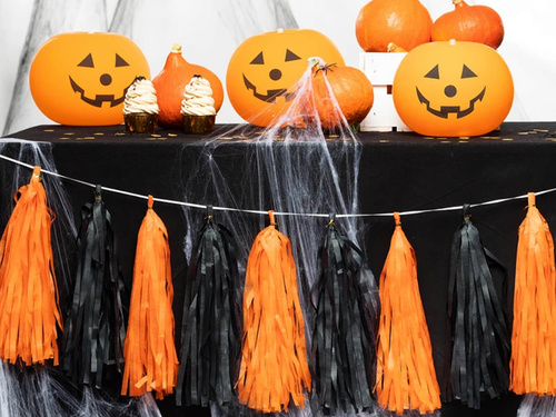 Ghirlandă cu ciucuri portocalii și negri - 1 buc.