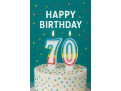 Lumânări numerice cu margine colorată numărul 70 - 8,5 cm - 2 buc.