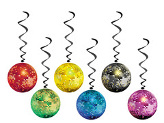 Decorațiune suspendată spiralată disco - 6 buc.
