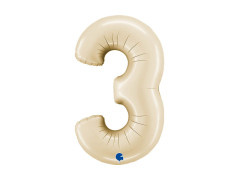 Balon cu numărul 3 din folie satin crem - 26" - 1 buc.