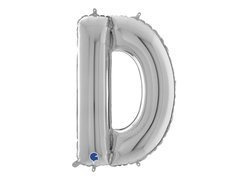 Balon argintiu cu litera D - 66 cm - 1 buc.