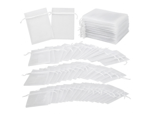 Pungi din organza pentru invitați - alb, simplu - 8,5 x 12 cm - 100 buc.