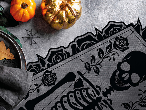 Ruletă de Halloween Schelet într-un coșciug - 1 buc.