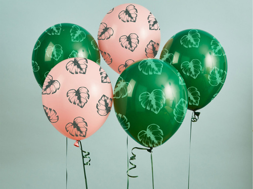 Baloane latex cu frunze tropicale - 30 cm - 5 buc.