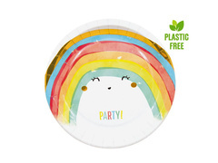 Farfurii aniversare Rainbow - 23 cm - 8 buc.