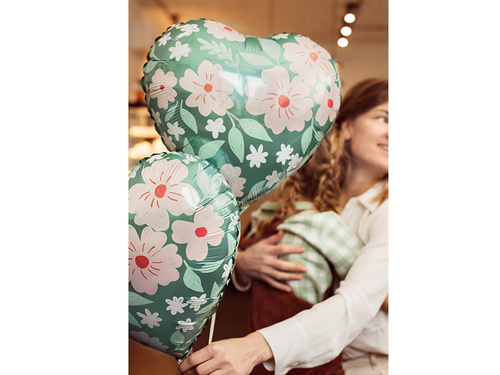 Balon din folie Inimă cu flori - 35 cm - 1 buc.