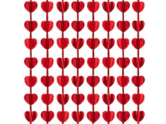 Perdea de inimi roșu - 100 x 200 cm - 1 buc.