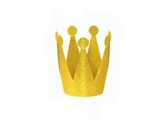 Coroană din plastic cu sclipici auriu - 3 buc.