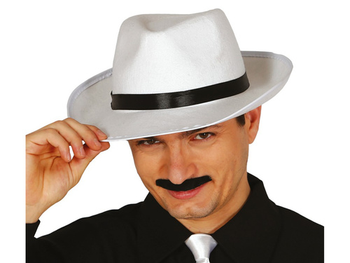 Pălărie de gangster albă cu bordură neagră - 1 buc.