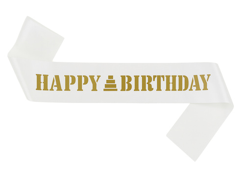 Eșarfă aniversare fericită alb - 1 buc.