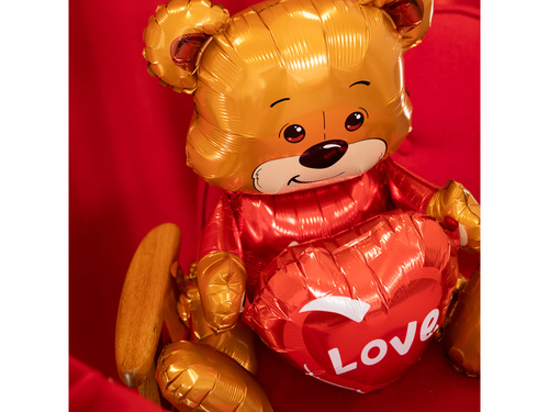 Balon folie ursuleț Teddy cu inimă - 41x50x31 cm - 1 buc.