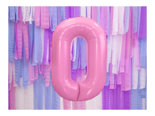 Balon din folie numărul 0 roz - 86 cm - 1 buc.