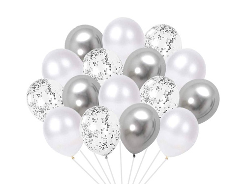 Set baloane albe și argintii - 26 buc.