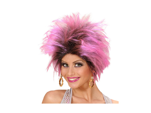 Peruca Urban Vibe cu cercei, roz și negru