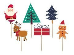 Piese de Crăciun pentru tort și cupcakes - 6 buc.