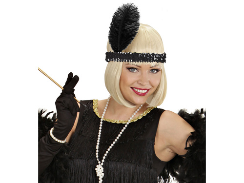 Bentiță retro cu pană neagră - 1 buc.