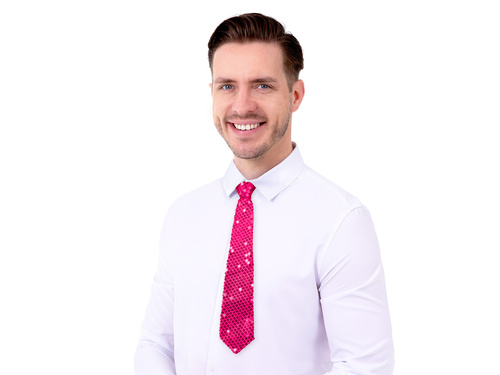 Cravată cu paiete - roz - 36 cm - 1 buc.