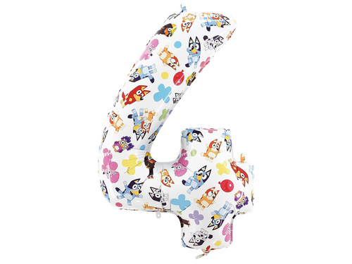 Balon cu folie albastru cu numărul 4 - 52x72 cm - 1 buc.