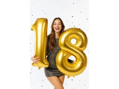 Baloane din folie numărul 18 auriu - 86 cm - 2 buc.