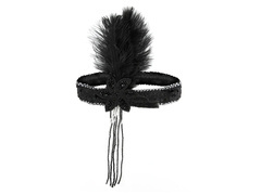 Bentiță retro din anii '20 negru și argintiu - 1 buc.