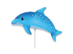 Balon din folie cu băț de delfin - 36 cm - 1 buc.