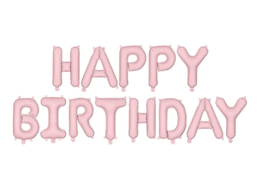 Balon cu folie Happy Birthday roz mat - 340 x 35 cm