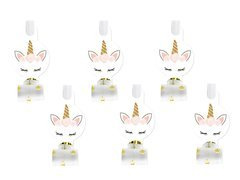 Fluier de trompetă neînfășurat unicorn frumos - 6 buc