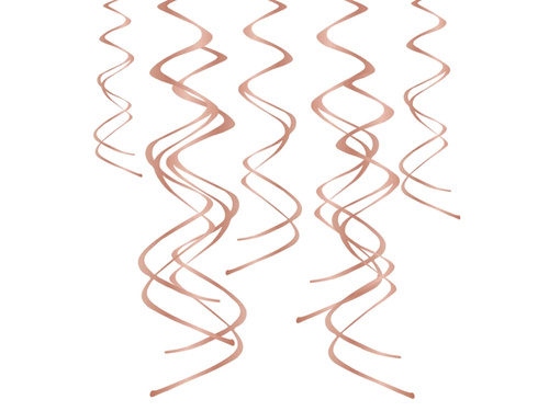 Decorațiune suspendată vârtejuri roz auriu - 60 cm - 5 buc.