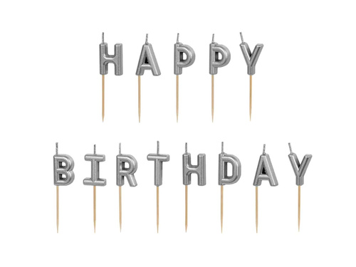 Pikers lumânări Happy Birthday semn - argint