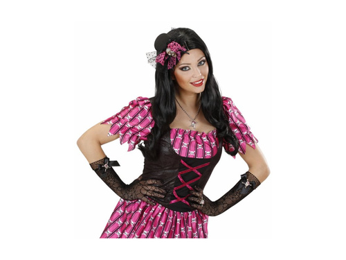 Mănuși craniene cu strass și plasă păianjen - 33 cm