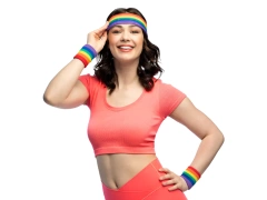 Bentițe curcubeu Disco 80s - 3 buc.