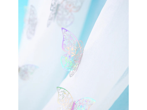 Abțibilduri cu fluturi din dantelă holografică argintie - 12 buc.