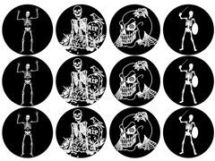 Wafers pentru brioșe cupcakes Halloween Skeletons