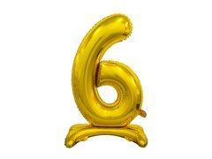 Balon din folie în picioare numărul 6 auriu - 74 cm