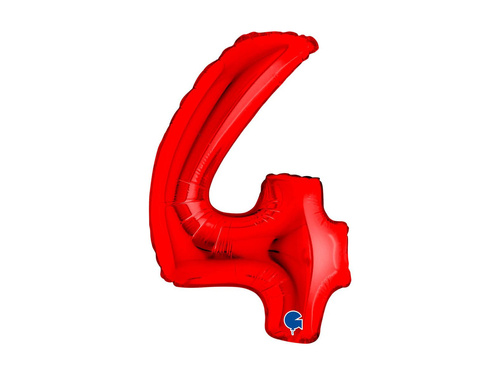Balon din folie numărul 4 roșu - 14" - 1 buc.