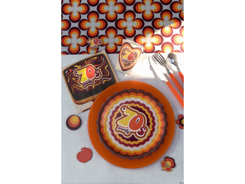 Farfurii de hârtie pentru petrecerea anilor '70 - 23 cm - 10 buc.