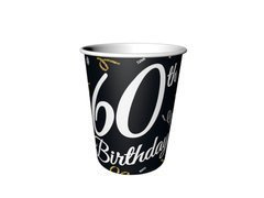 60th birthday cups negru - ml - 6 buc.
