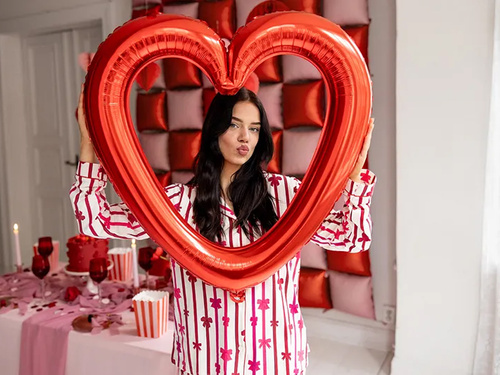 Balon din folie Inimă cadru foto roșu - 73 x 72 cm - 1 buc.