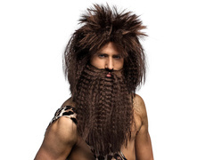 Perucă cu barbă Caveman pentru adulți