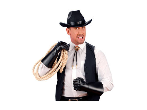 Mănuși negre din material asemănător pielii