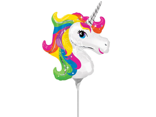 Rainbow Unicorn Foil Stick Balon