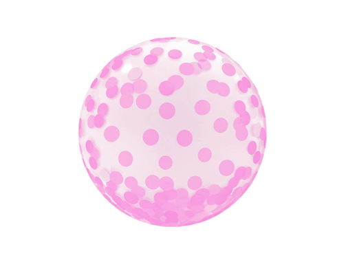 Balon de cristal cu imprimare de confetti roz - 45 cm - 1 buc.