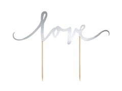 Topper argint pentru tort Love - 17 cm - 1 buc.