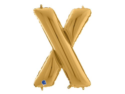 Balon din folie auriu cu litera X - 66 cm - 1 buc.