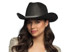 Pălărie de cowboy cu zircon negru - 1 buc.