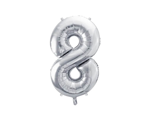 Balon din folie numărul 8 argintiu - 72 cm - 1 buc.