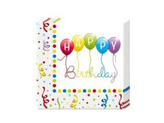 Șervețele colorate pentru ziua de naștere Serpentine - 33 cm - 20 buc.