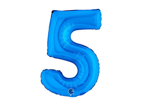 Balon din folie numărul 5 albastru - 14" - 1 buc.