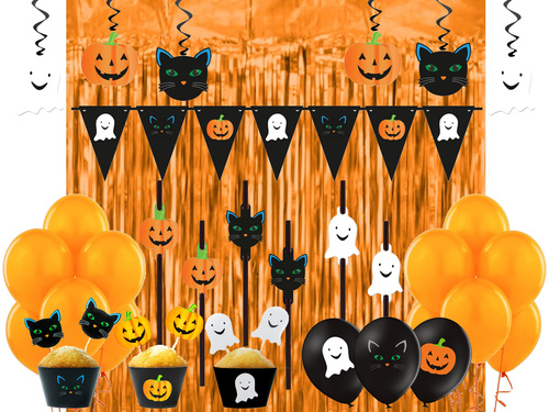 Set dovleac, pisică și fantomă - 82 articole